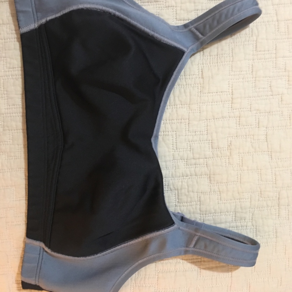 Gray and black sports bra
